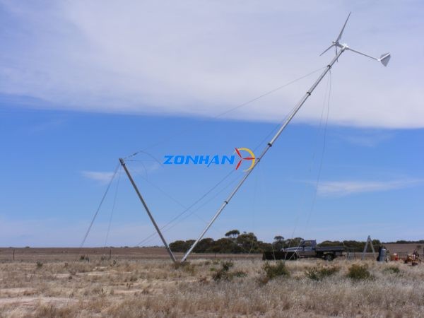 5kw wind turbine with 12m guy wires towers are installed in USA